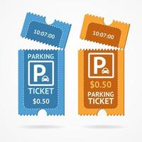 Farbe zerrissenes Parkticket-Icon-Set. Vektor