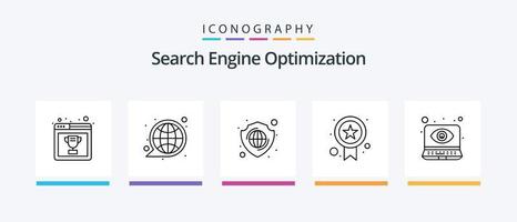 seo linje 5 ikon packa Inklusive bärbar dator. dator. uppkopplad handla. över hela världen. internet. kreativ ikoner design vektor