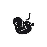 Baby im Mutterleib, schwarz auf weißem Hintergrund vektor
