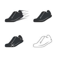 Schuhsymbole gesetzt. schwarz auf weißem Grund vektor