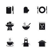 matlagning och kök ikoner. svart på en vit bakgrund vektor