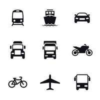 transport ikoner. svart på en vit bakgrund vektor