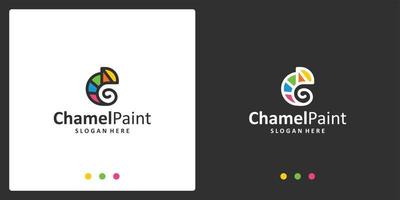 Chamäleon-Logo-Inspiration und Aquarell-Logo. Premium-Vektoren. vektor