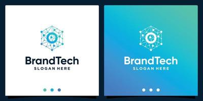 blockchain teknologi abstrakt logotyp lutning med första brev logotyp. premie vektor