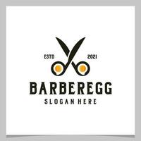 inspiration logo design vintage friseurschere mit ei-logo. Premium-Vektor vektor