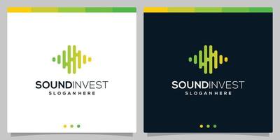 Logo für Finanzinvestitionen mit Sound-Audio-Wave-Logo-Konzeptelementen. Premium-Vektor vektor