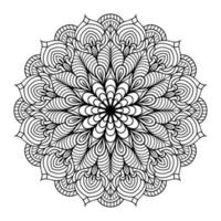 Mandala-Blumen-Malseite für Erwachsene Entspannung, Schwarz-Weiß-Mandala-Malseite, handgezeichnete, umrissene Doodle-Strichzeichnungen, Erwachsenen-Mandala zum Ausmalen von Seiteninnenraum vektor