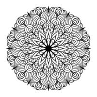 Mandala-Blumen-Malseite für Erwachsene Entspannung, Schwarz-Weiß-Mandala-Malseite, handgezeichnete, umrissene Doodle-Strichzeichnungen, Erwachsenen-Mandala zum Ausmalen von Seiteninnenraum vektor