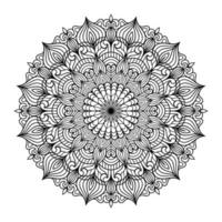 Mandala-Blumen-Malseite für Erwachsene Entspannung, Schwarz-Weiß-Mandala-Malseite, handgezeichnete, umrissene Doodle-Strichzeichnungen, Erwachsenen-Mandala zum Ausmalen von Seiteninnenraum vektor