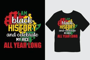 jag am svart historia och fira svart historia månad t-shirt design vektor