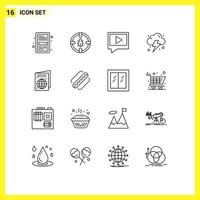 Stock Vector Icon Pack mit 16 Zeilen Zeichen und Symbolen für Pass Power Protection Cloud Mail editierbare Vektordesign-Elemente