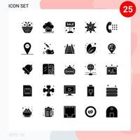 Piktogrammsatz aus 25 einfachen soliden Glyphen von Lautsprecherwerbedaten für den Verkauf an Bord bearbeitbare Vektordesignelemente vektor