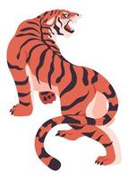 Königlicher bengalischer Tiger mit Streifen auf Pelzmantelvektor vektor