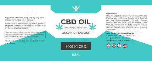 Designvorlage für cbd-etiketten, etikettendesign für hanföl und produktverpackungsdesign vektor