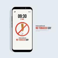 flache illustration des internationalen anti-tabaktages. Handy-Konzept vektor
