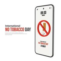 internationell Nej tobak dag isometrisk illustration. mobil telefon begrepp vektor