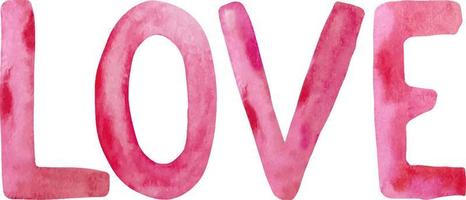 Aquarell rosa gemaltes Liebeswort auf weißem Hintergrund vektor