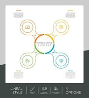 cirkel alternativ infographic vektor design med 4 alternativ färgrik stil för presentation syfte.linje alternativ infographic kan vara Begagnade för företag och marknadsföring