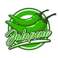 jalapenopfeffer essen logo marke produkt cartoon stil vektor illustration lebensmittelgeschäft editierbarer text