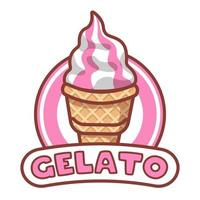 is grädde gelato logotyp mat varumärke produkt tecknad serie stil vektor illustration redigerbar text