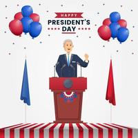 presidentens dag gammal man Tal med ballong på de skede bakgrund vektor