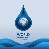värld vatten dag jord på de flytande vatten symbol illustration för affisch baner vektor