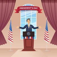 presidentens dag människor Tal på de podium skede inomhus- tecknad serie illustration vektor