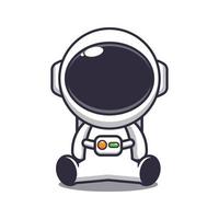 niedliche sitzende astronautenmaskottchen-karikaturvektorillustration. vektorkarikaturillustration passend für plakat, broschüre, web, maskottchen, aufkleber, logo und symbol. vektor