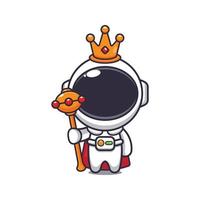 niedliche könig astronaut cartoon vektorillustration. vektorkarikaturillustration passend für plakat, broschüre, web, maskottchen, aufkleber, logo und symbol. vektor