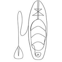 Paddle-Boarding-Linienkunst, Wassersportskizze, Umrisszeichnung, Sup-Illustration, schwarze weiße Linien, grafischer Vektor