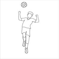 Fußballlinienkunst, Sportskizze, Fußballumrisszeichnung, Ballspielen, minimalistischer Athlet, einfache Illustration, Farbdesign, Vektordatei vektor