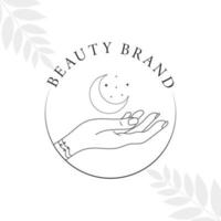 botanisk boho blommig element hand dragen linje konst logotyp med vild blomma och löv. logotyp för spa och skönhet salong, boutique, organisk affär, kosmetisk, yoga, interiör, fotografi, bebis affär, bröllop. vektor