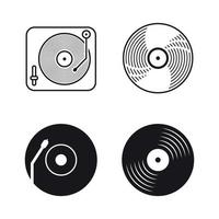fyra ikoner vinyl, svart logotyp vinyl, översikt bild vinyl eller musik tecken vektor