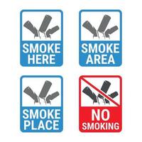 Nej rökning och rökning område etiketter, Färg silhuett på en vit bakgrund vektor