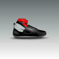 Design von Drag-Race-Schuhen mit Gravis-Racing-Vektormotiv vektor