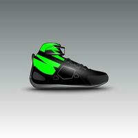 Design von Drag-Race-Schuhen mit Gravis-Racing-Vektormotiv vektor