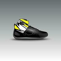 Design von Drag-Race-Schuhen mit Gravis-Racing-Vektormotiv vektor