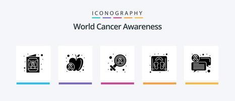 värld cancer medvetenhet glyf 5 ikon packa Inklusive . kommunikation. kön. chatt. skala. kreativ ikoner design vektor