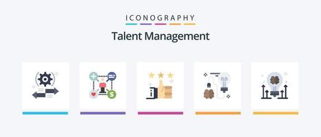 Talent Management Flat 5 Icon Pack inklusive Brainstorming. Gehirn. hinzufügen. Stern. tumbs. kreatives Symboldesign vektor