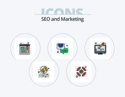 seo linje fylld ikon packa 5 ikon design. seo analys. Rapportera. seo. analys. url vektor