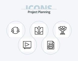 Projektplanungslinie Icon Pack 5 Icon Design. Planung. Diagramm. Prüfbericht. Einstellung. Laptop vektor