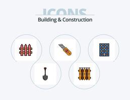 Bau- und Konstruktionslinie gefüllt Icon Pack 5 Icon Design. Konstruktion. Fliese. malen. Reparatur. Malerei vektor