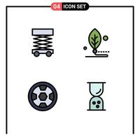 Gruppe von 4 gefüllten flachen Farbzeichen und Symbolen für Bauleistungsstruktur digitaler Fußball editierbare Vektordesign-Elemente vektor