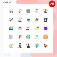 25 tematiska vektor platt färger och redigerbar symboler av mobil telefon kreditkort pengar kreditera redigerbar vektor design element