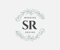 sr initialer brev bröllop monogram logotyper samling, hand dragen modern minimalistisk och blommig mallar för inbjudan kort, spara de datum, elegant identitet för restaurang, boutique, Kafé i vektor