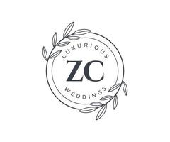 zc Initialen Brief Hochzeit Monogramm Logos Vorlage, handgezeichnete moderne minimalistische und florale Vorlagen für Einladungskarten, Datum speichern, elegante Identität. vektor