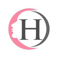Buchstabe h Spa- und Beauty-Logo-Vorlage. Schönheitsfrauenlogo verwendet für Ikone, Marke, Identität, Spa, weibliches Symbol vektor