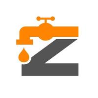 Buchstabe z Klempner-Logo-Design. vorlage für sanitärwasser vektor