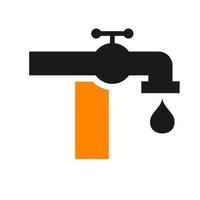 buchstabe t klempner logo design. vorlage für sanitärwasser vektor