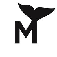 Buchstabe m Wal-Logo-Design-Vorlage Vektorzeichen vektor